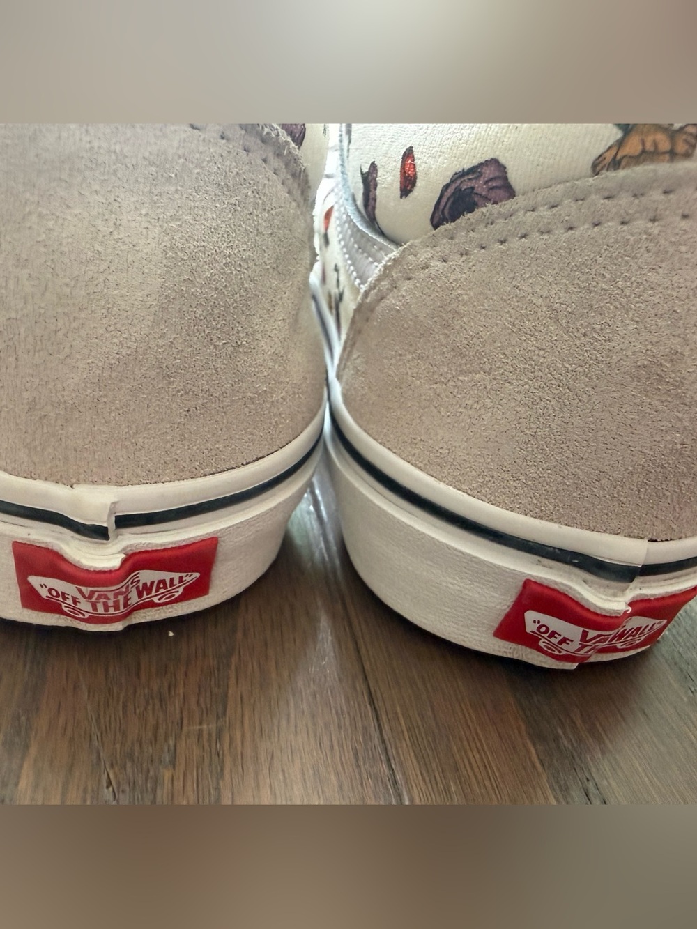 Vans Old Skool Floral Shoes sneakers woman’s size 10.5 cream suede - Picture 13 of 14